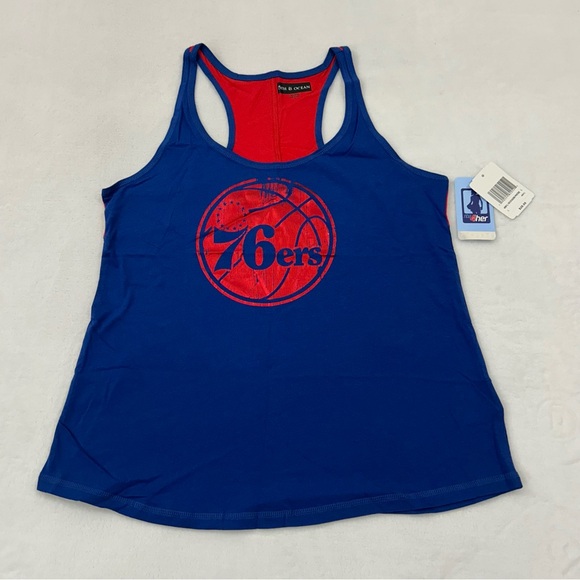 NBA Tops - Philadelphia 76ers NBA 4 Her Basketball 5th & Ocean Blue Tank Top Shirt Women L